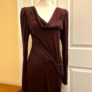 Claret burgundy richly draped jersey dress. Stunning
